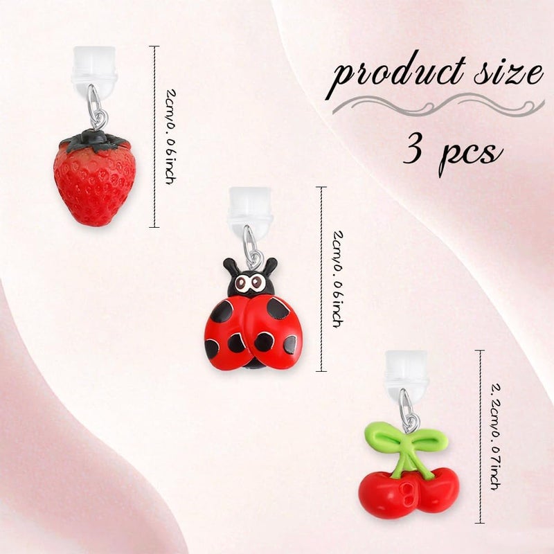 QPIXVB 3PCS Dust Plug Charm Type C,Kindle Dust Plug Charm,kindle charms,fruit Charms for E-Reader,Strawberry kindles colorsoft accessories for Readers Book Lover Women Teachers Students,colleagues Gifts - Image 2
